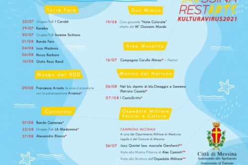 “MESSINA RESTART KULTURAVIRUS2021”: PPROSEGUONO GLI APPUNTAMENTI IN CALENDARIO