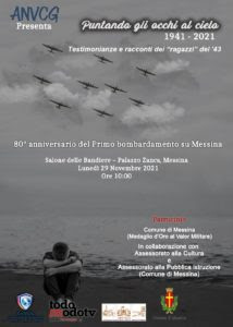 Lunedì 29 presentazione a Palazzo Zanca del docufilm “Puntando gli occhi al cielo 1941-2021”, a cura dell’Associazione Nazionale Vittime Civili di Guerra