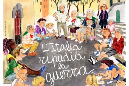 Alzabandiera di militari e studenti per salutare l’inizio della scuola