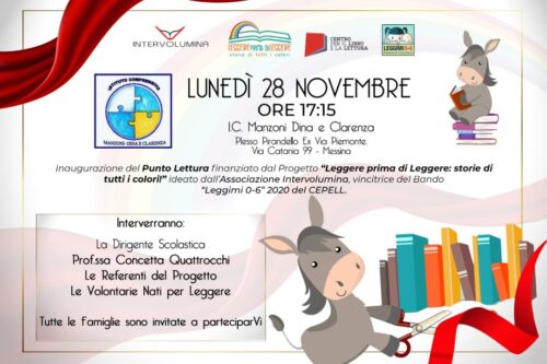 Inaugurazione del progetto “Punti lettura: Se lo ami, leggigli una storia”, domani ore 17:15 plesso “Pirandello”