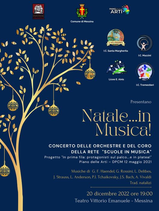 “Natale … in Musica”, il 20 dicembre al Teatro Vittorio Emanuele per il “Piano delle Arti”