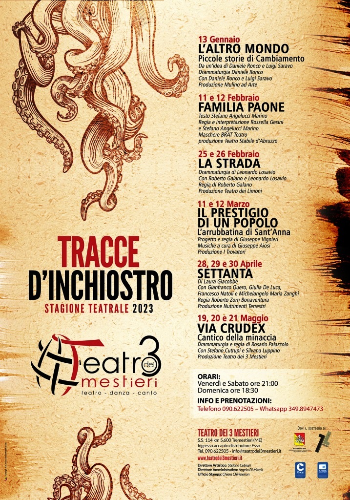 Messina, Il Teatro dei 3 Mestieri riparte con la stagione “Tracce d’inchiostro”.