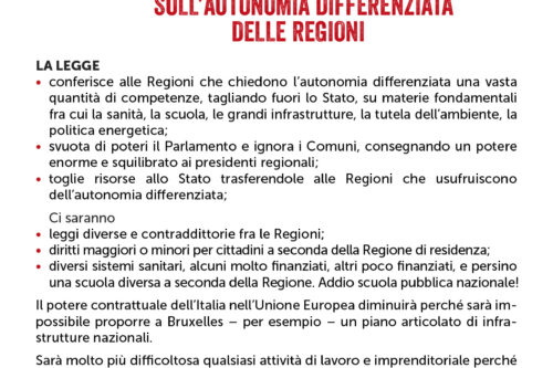 La tua firma per abrogare la legge sull’autonomia differenziata delle regioni