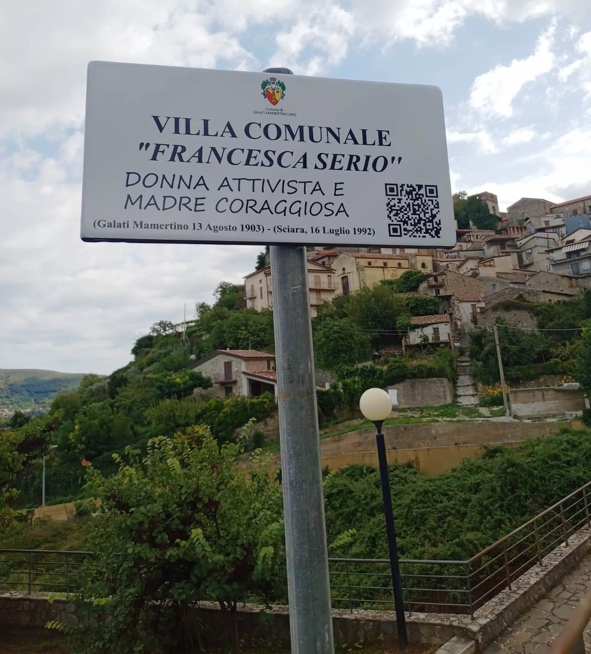 Rinnovata la memoria antimafia. Galati Mamertino dedica la Villa Comunale alla concittadina Francesca Serio, madre di Salvatore Carnevale