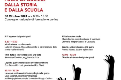 4 NOVEMBRE. FUORI LA GUERRA DALLA STORIA E DALLA SCUOLA