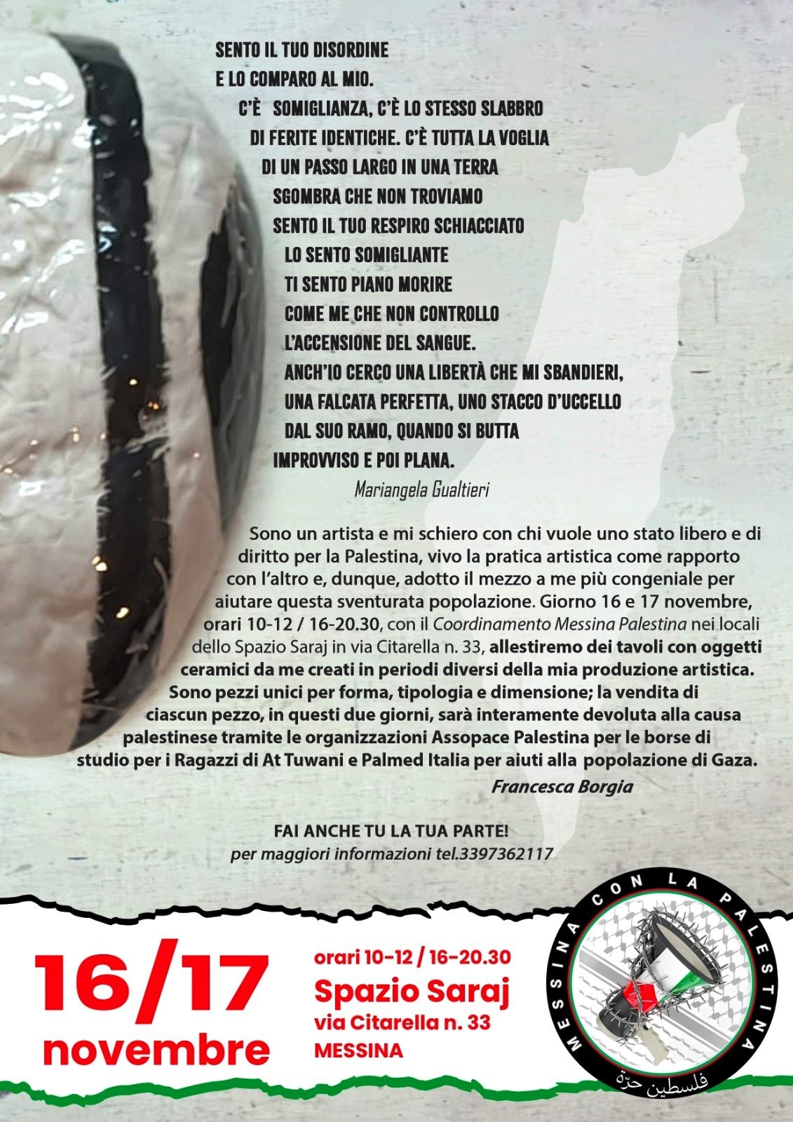 16 e 17 novembre “Restiamo Umani” con Francesca Borgia