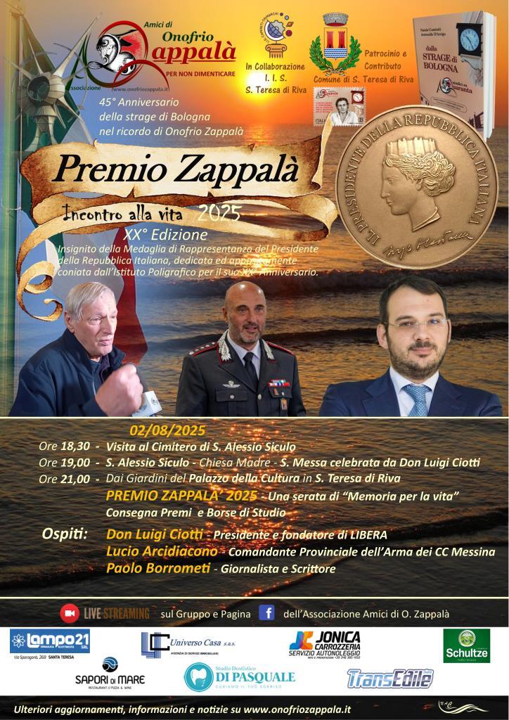 XX edizione del PREMIO ZAPPALA’ 2025