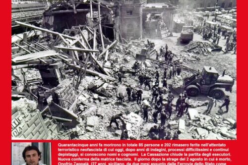 Nella strage fascista di Bologna del 1980 morì Onofrio Zappalà, di S. Alessio Siculo