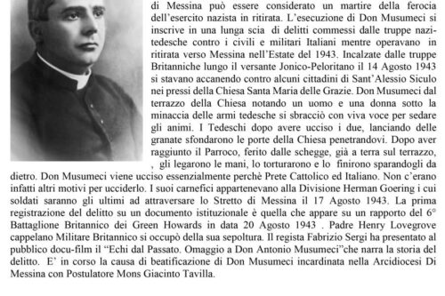 Oggi, a S. Alessio Siculo, commemorazione di don Antonio Musumeci