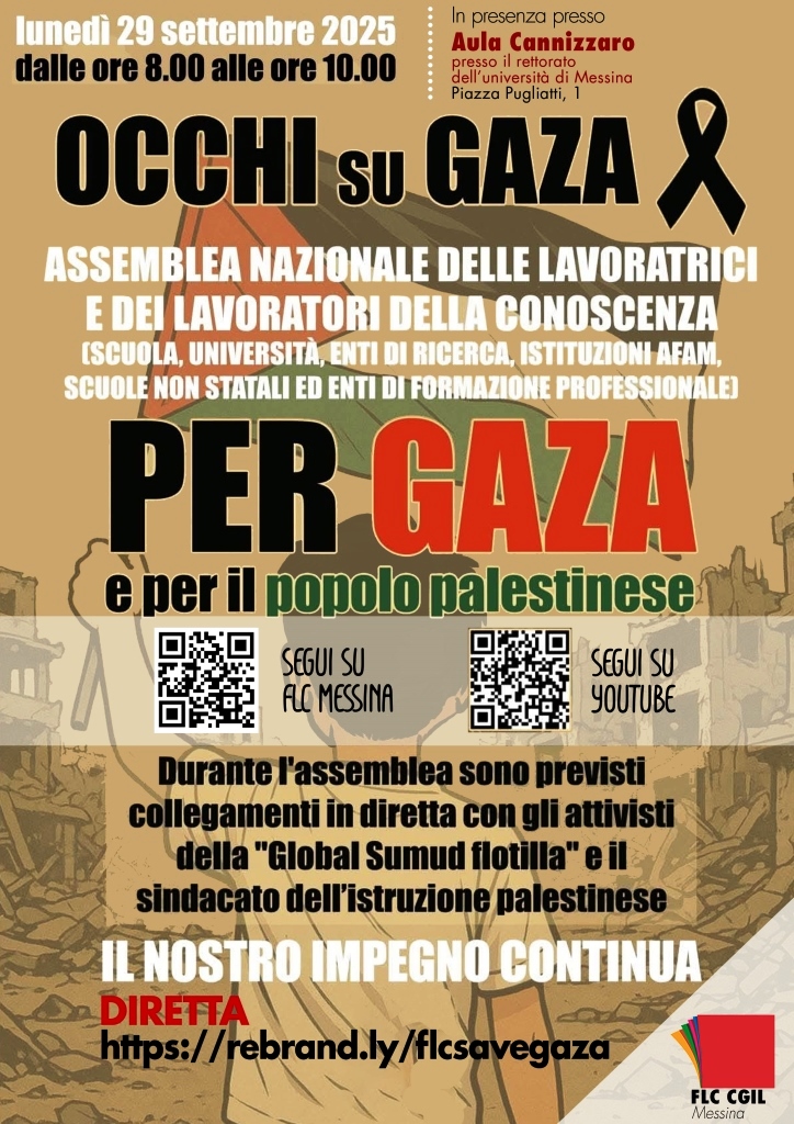 Per Gaza e il popolo palestinese, Flc-Cgil