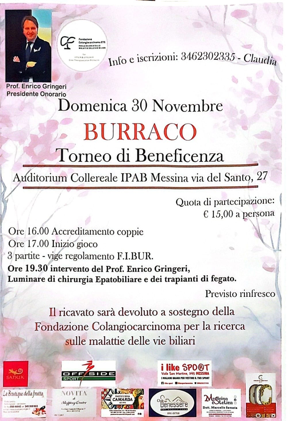 BURRACO IN FAVORE DELLA RICERCA SUL COLANGIOCARCINOMA