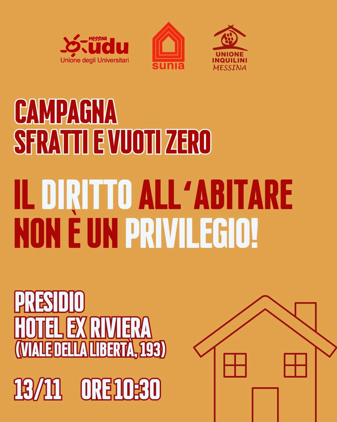 Presidio “Sfratti Zero” – Messina, 13 novembre ore 10:30 presso Ex Hotel Riviera