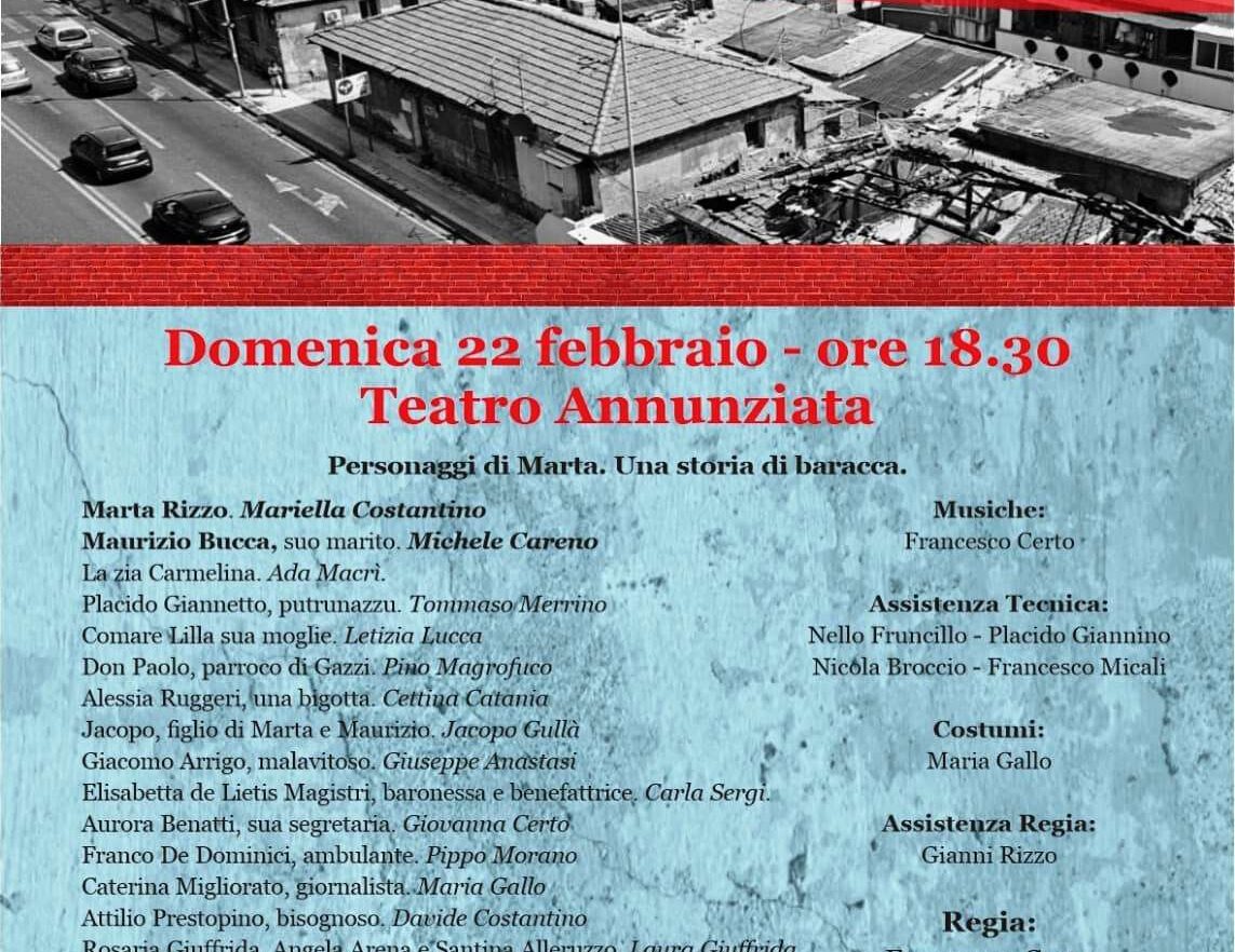 Terra di Gesù: il 22 febbraio a teatro per solidarietà con la commedia “Marta”