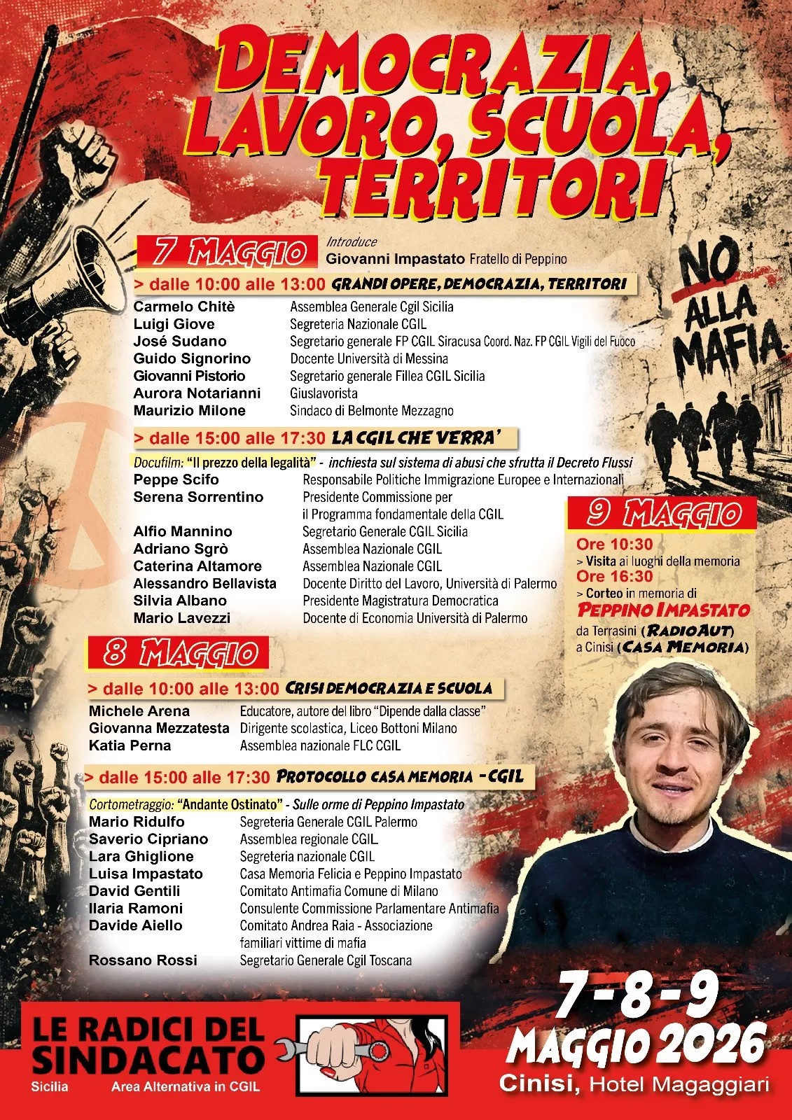 Impastato, dal 7 le iniziative di Le Radici del Sindacato della Cgil