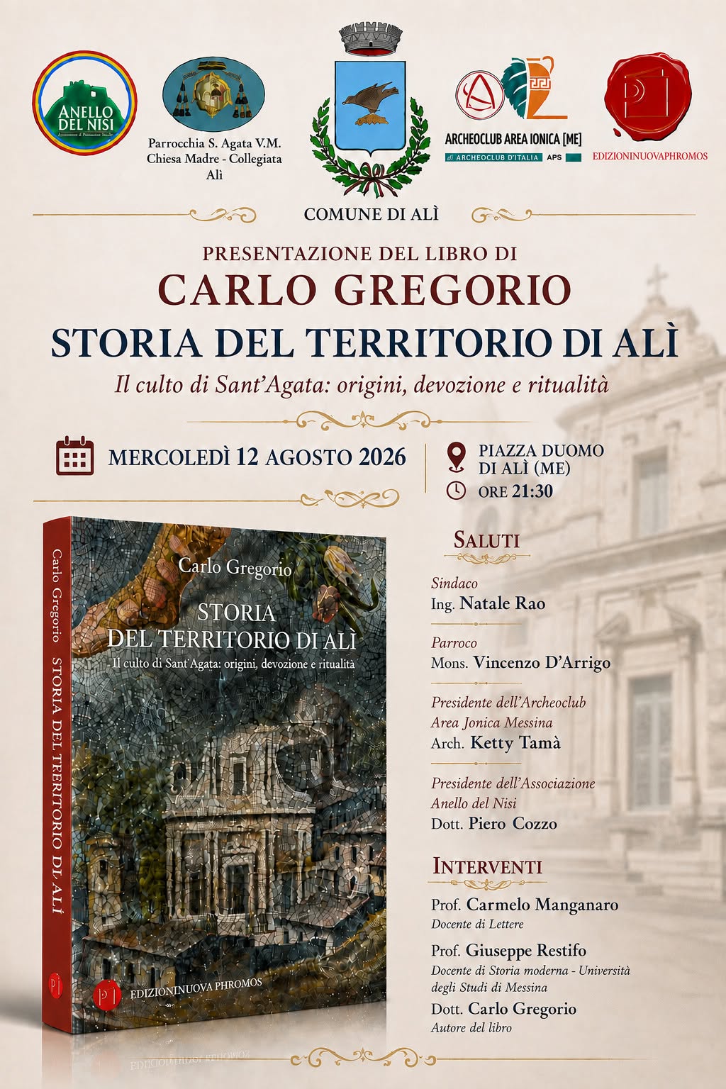 Presentazione del libro di Carlo Gregorio “Storia del territorio di Alì”