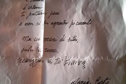Una poesia autografa di Maria Costa